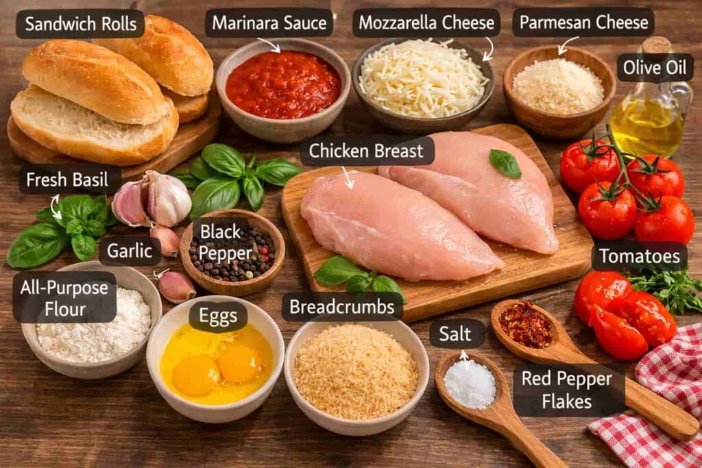 Ingredients Chicken Parmesan Sandwiches Recipe