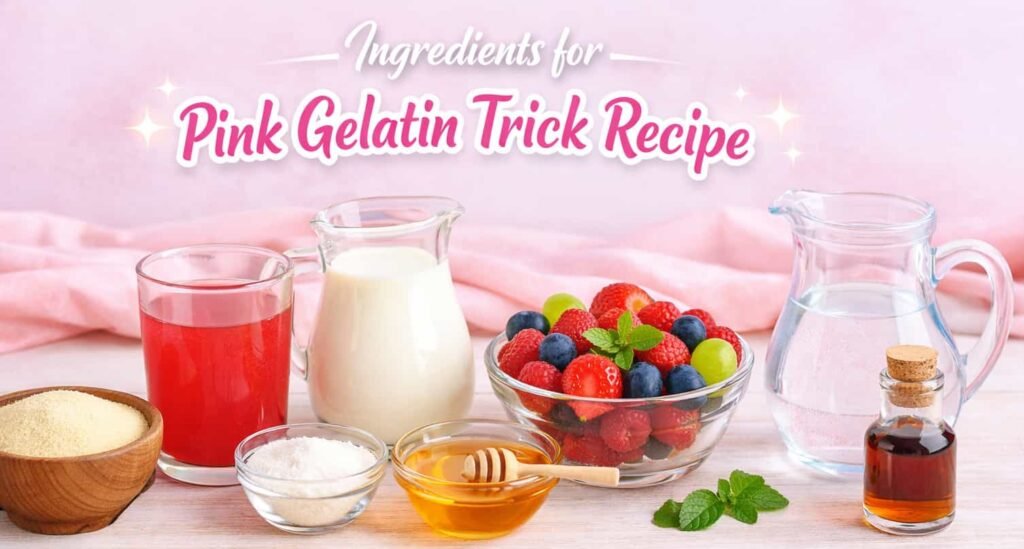 Ingredients for Pink Gelatin Trick Recipe